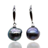 Baroque 925 Silver Drop Earrings Natural Freshwater Pearl