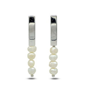 Baroque Pearl Long Earrings with Bright Silver Studs