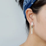 Baroque Pearl Long Earrings with Bright Silver Studs