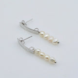Baroque Pearl Long Earrings with Bright Silver Studs