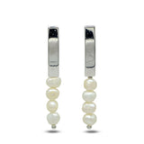 Baroque Pearl Long Earrings with Bright Silver Studs