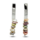 Baroque Pearl Long Earrings with Bright Silver Studs
