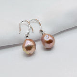 Purple Baroque Pearl 925 Sterling Silver Drop Earrings