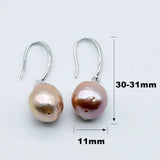 Purple Baroque Pearl 925 Sterling Silver Drop Earrings