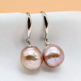 Purple Baroque Pearl 925 Sterling Silver Drop Earrings