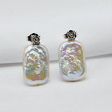 Baroque Pearl CZ Silver Stud Earrings Girls Jewelry