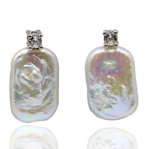 Baroque Pearl CZ Silver Stud Earrings Girls Jewelry