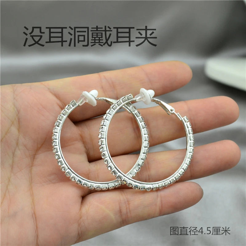 Clip On Ear Hoop Earrings Silver Plating