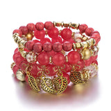 Bohemian Multilayer Glass Bead Bracelet for Women
