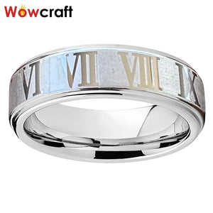 Tungsten Carbide Roman Numeral Engraved Ring