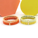 Colorful Enamel Rainbow Bracelet Geometric Square 8*8mm Beaded Charm Jewelry