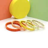 Colorful Enamel Rainbow Bracelet Geometric Square 8*8mm Beaded Charm Jewelry
