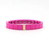 Colorful Enamel Rainbow Bracelet Geometric Square 8*8mm Beaded Charm Jewelry