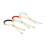 Red Crystal Geometric Bracelet with Tassel - Adjustable
