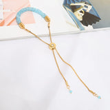 Red Crystal Geometric Bracelet with Tassel - Adjustable
