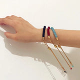 Red Crystal Geometric Bracelet with Tassel - Adjustable