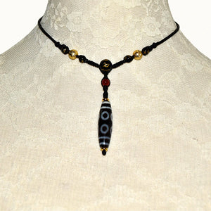 Woven Agate Pendant Necklace 8 Eyes DZI Ladies Necklace