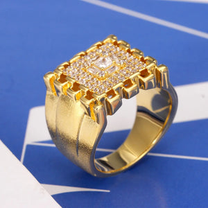 Gold-Plated Signet Ring Frosting Personality Ring for Men And Women