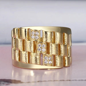 Gold-Plated Signet Ring Frosting Personality Ring for Men And Women
