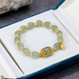 Vintage Hetian Jade Lotus Pendant Bracelet for Women