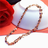 14K Rose Gold Hollow Flower Bracelet 585 Purple Classic Light Jewelry