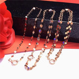 14K Rose Gold Hollow Flower Bracelet 585 Purple Classic Light Jewelry