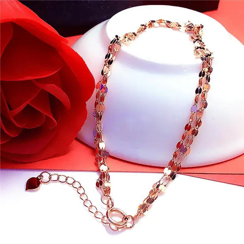 14K Rose Gold Hollow Flower Bracelet 585 Purple Classic Light Jewelry