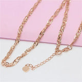 14K Rose Hollow Chains Chunky Necklace Light Sweet Charm Engagement