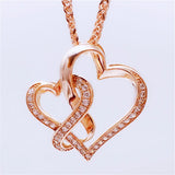 Purple Double Heart Pendant Crystal 14K Rose Necklaces for Girlfriend