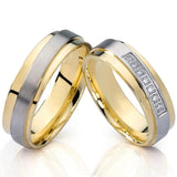 Stainless Steel His and Hers Promise Wedding Rings Set for Men and Women
