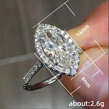 Horse Eye Shape Crystal Ring Cubic Zirconia Engagement Jewelry