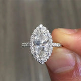 Horse Eye Shape Crystal Ring Cubic Zirconia Engagement Jewelry