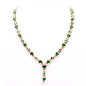 Purple Emerald Heart Crystal Necklace 14K Rose Gold Wedding Gift