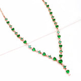 Purple Emerald Heart Crystal Necklace 14K Rose Gold Wedding Gift