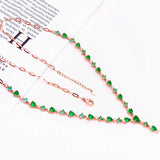 Purple Emerald Heart Crystal Necklace 14K Rose Gold Wedding Gift
