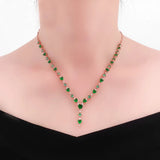 Purple Emerald Heart Crystal Necklace 14K Rose Gold Wedding Gift
