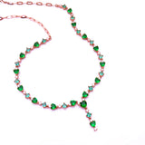 Purple Emerald Heart Crystal Necklace 14K Rose Gold Wedding Gift