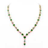 Purple Emerald Heart Crystal Necklace 14K Rose Gold Wedding Gift