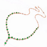 Purple Emerald Heart Crystal Necklace 14K Rose Gold Wedding Gift