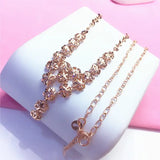 585 Purple Flower Tassel Pendant Rose Necklace