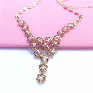 585 Purple Flower Tassel Pendant Rose Necklace