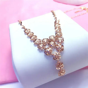 585 Purple Flower Tassel Pendant Rose Necklace