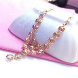 585 Purple Flower Tassel Pendant Rose Necklace