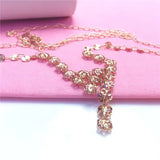 585 Purple Flower Tassel Pendant Rose Necklace
