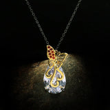 Oversized Water Drop Zircon Bow Necklace Pendant