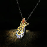 Oversized Water Drop Zircon Bow Necklace Pendant