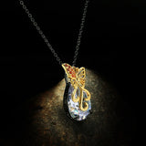 Oversized Water Drop Zircon Bow Necklace Pendant