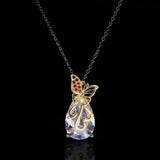 Oversized Water Drop Zircon Bow Necklace Pendant