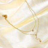 Zircon Pendant Multilayer Clavicle Necklace Silver Jewelry Gift Necklace