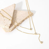 Zircon Pendant Multilayer Clavicle Necklace Silver Jewelry Gift Necklace